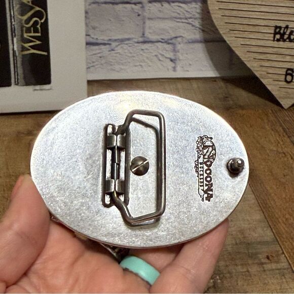 Running Jumping Deer in Nature Vintage Nocona Belt Buckle W/  camouflage backing - Picture 6 of 10